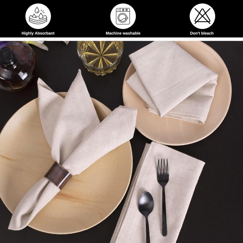 Bedding Craft Linen Flax Cotton Cloth Dinner Napkins Set of 12 â€“ 18x18 Natural Hemstitched Reusable Fabric Napkins for Weddings, Parties, Dinners & Table DÃ©cor â€“ Elegant & Durable - Image 5